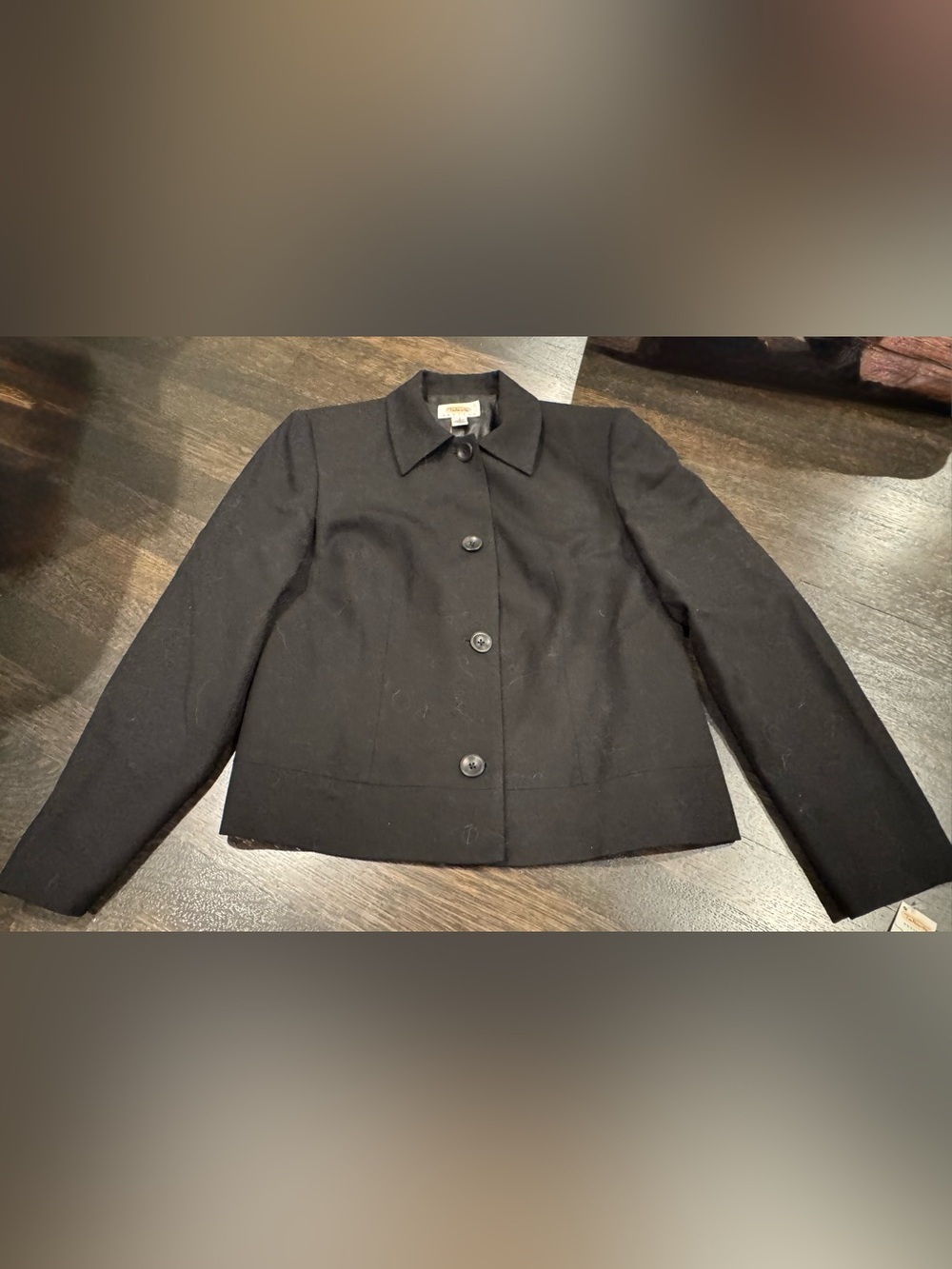 Talbots Black Cropped Button-Front Blazer Jacket